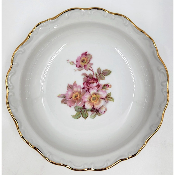 2 Schumann Arzberg Briar Rose Dessert Bowls Bavaria Germany Gold Trim 1950s - Picture 6 of 8